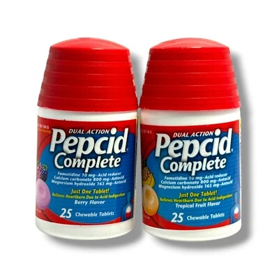 Pepcid Completo Doble Acción Reductor de Ácido Antiácido Alivia la Acidez Estomacal -25 Comprimidos Foto 1 de 2