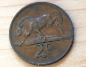 1969 South Africa 2 Cents Wildebeest Afrikaans Legend - Picture 1 of 2