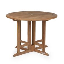 Ash & Ember Luna Grade A Teak 39" Round Dining Table, Drop Leaf Design