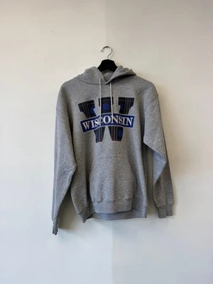 Vintage Wisconsin Badgers Hoodie Sweatshirt Mens Medium Gray NCAA College 90s - Image 1 of 4
