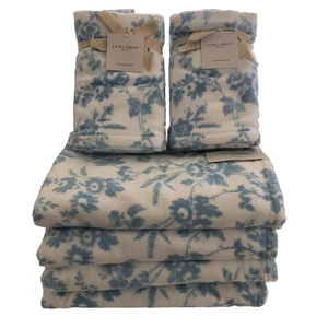 Nuevo Laura Ashley Azul Floral Algodón Suave 8 Piezas (4 Toallas de Mano y 4 de Mano) - Imagen 1 de 5