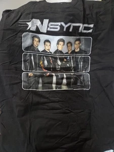 Vintage 2001 Nsync Band Black Tee Shirt Tour Pop Y2K Men’s Size Large + 2 Youth - Picture 1 of 12
