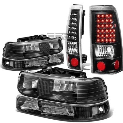 PARA 99-02 SILVERADO FARO NEGRO + PARACHOQUES TRANSPARENTE + FRENO/LUZ TRASERA/LÁMPARA LED COMPLETA Foto 1 de 4