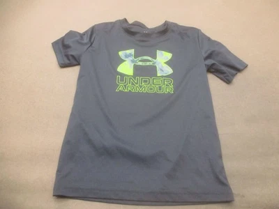 Under Armour Size 7 Kids Gray Logo Short Sleeve Crew Neck Activewear TShirt 425 - Image 1 of 4
