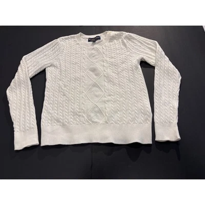 Brooks Brothers Boys White Cable Knit Cotton Sweater Size 12Y Button Detail - Image 1 of 4