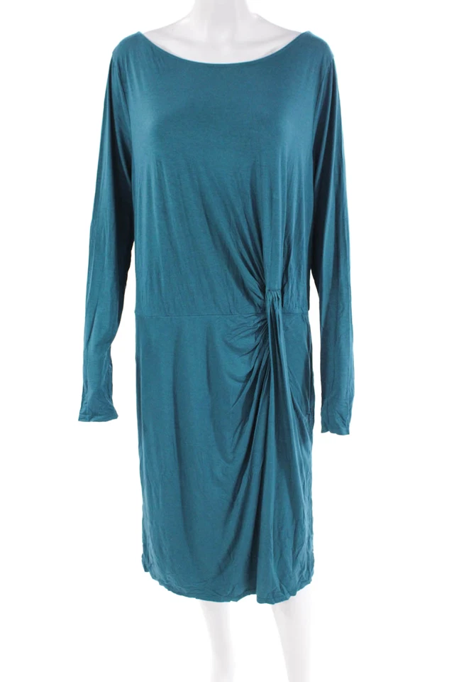 Mini vestido azul manga larga cuello redondo elástico Three Dots para mujer talla 2XL Foto 1 de 4