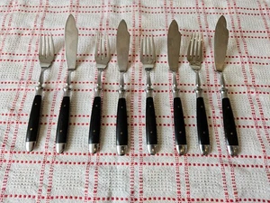 Eichenlaub Solingen - 1x Fischbesteck Set 2-teilig mit Ebenholz-Griffen. - Bild 1 von 15