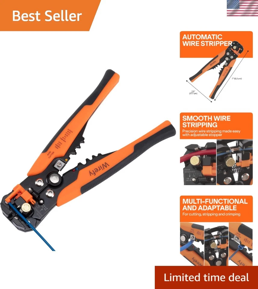Automatic Wire Stripper Tool for 24-10 AWG - Self-Adjusting, Ergonomic Design - Image 1 of 4