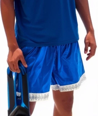 Суперредкие винтажные нейлоновые футбольные шорты Xara 90-е Glanz синие белые шелковистые - Изображение 1 из 4