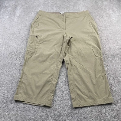 LL Bean Pants Womens 16 Tan Water Repellent Comfort Trail Crop Capri Hiking - Image 1 of 4