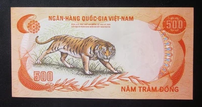 SOUTH VIETNAM 500 DONG 1972 UNC BANKNOTE Old Viet Nam P-33 "Tiger" note - Image 1 of 2