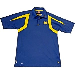 Men's Nike Dri Fit University Of Michigan Blue Wolverines Polo Shirt Sz Medium - Picture 1 of 24