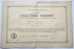 1921 CHEMIE NOBELPREIS AUTOGRAMM HANDSIGNIERT WALTHER NERNST - Bild 1 von 3