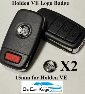 2 15mm Holden VE Key Fob Badges / Remote Emblem / Stickers / Logos - Black - Picture 1 of 6