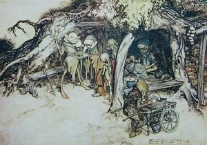 c1908 Original antiker Druck (9) aus EIN MITTSOMMERNACHTTRAUM von Arthur Rackham - Bild 1 von 4