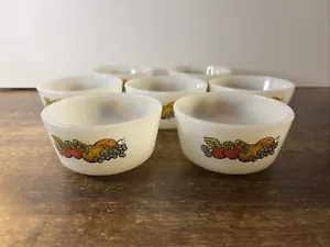 Anchor Hocking Fire King Nature's Bounty 7 Auflaufförmchen Puddingbecher USA Vintage MCM - Bild 1 von 7
