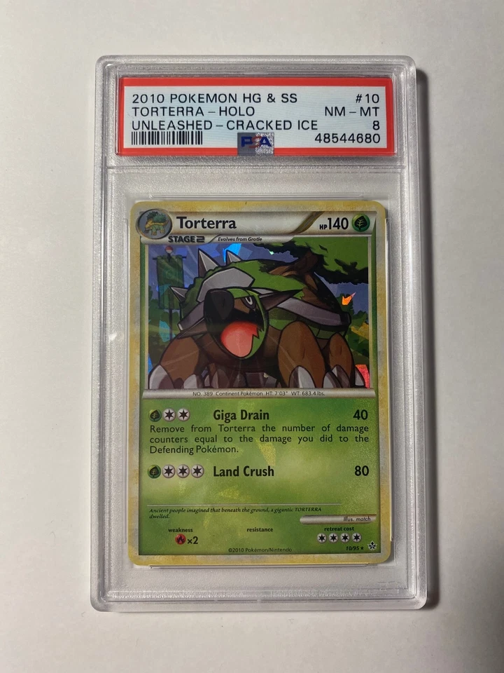2010 Pokemon Card HG&SS Torterra Holo Unleashed Cracked Ice Promo PSA 8 RARE - Image 1 of 2