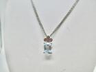 3.80 Carat Natural Blue Topaz & Pink Sapphire Sterling Silver Necklace 18 Inch