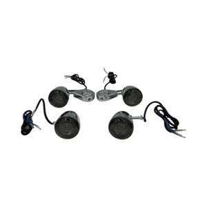 360 TWIN HARLEY DAVIDSON FRONT/REAR BULLET LED TURN SIGNAL KIT W/FORK MOUNTS 4X - Picture 1 of 1