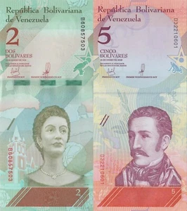 Venezuela 2 PCS Set: 2 & 5 Bolívares Soberanos. (15.1.2018) - pNew UNC - Picture 1 of 4