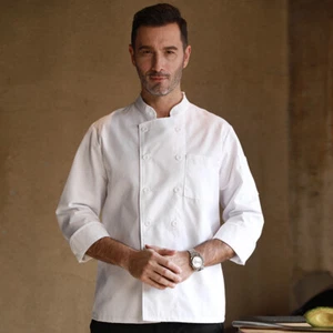 Men Chef Uniform Jacket Coat Kitchen Long/Short Sleeve Cooking Restaurant Top - Picture 1 of 24
