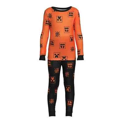 Juego de 2 pijamas Minecraft Boys Halloween Mix Match, naranja/negro talla 8 Foto 1 de 4