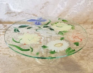 Royal Danube Hand Painted Crystal China Pedestal Cake Stand 11” X 4.5” NEW - Picture 1 of 5