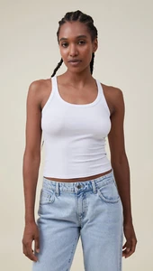 Cotton On Women's Staple Rib Scoop Neck Tank Basic Top White Size Large L NEW - Picture 1 of 6