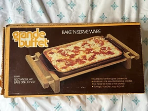 Grande Buffet Bake 'n Serve mit Box Braunglas rechteckige Backform 10"x13" USA - Bild 1 von 15
