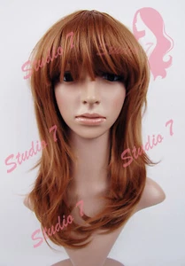 W228 Auburn Straight Fringe Damen Perücke Kunsthaut Top studio7-uk - Bild 1 von 6