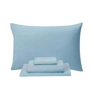 Light Blue Queen Sheet Set Pillowcases Fitted Sheet Flat Sheet 100% Polyester - Picture 1 of 4