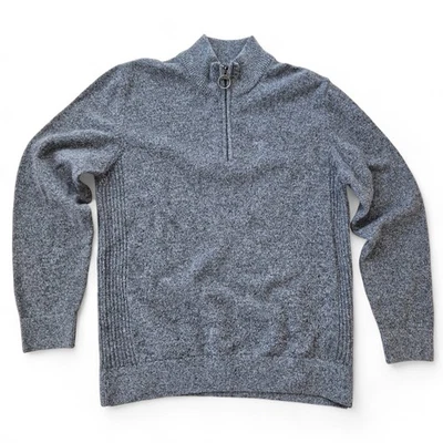 Barbour Tisbury Sweater Mens M Gray 1/2 Zip Pullover Wool Silk Blend Fleck Soft! - Image 1 of 4