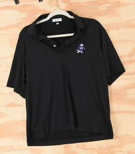 TCU Horned Frogs Embroidered Peter Millar Summer Comfort Black Polo Shirt Mens M - Picture 1 of 7