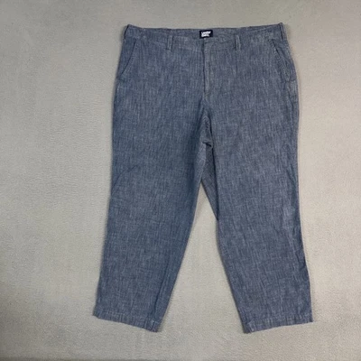Lands End Pants Womens 18W Blue Tapered Crop Ankle Chambray Cotton Blend Stretch - Image 1 of 4
