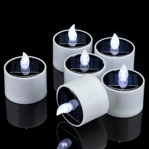 6 PCS Solar Powered Tea Light Waterproof Rechargeable Candles, White Flickeri... - Picture 1 of 9