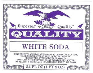 Original unbenutzt Vintage Qualität weißes Soda Etikett Stevens Point, Wisconsin - Bild 1 von 1