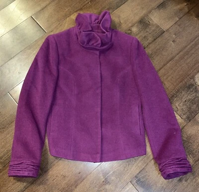 Italia Testino Baby Alpaca Wool Ruffle Collar Jacket Womens M Designer - Image 1 of 4