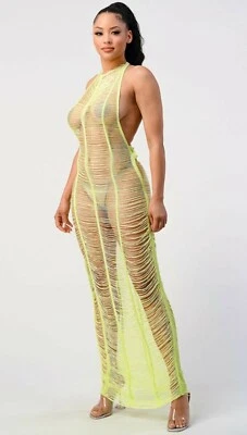 Neon Green Crochet Swim Cover Up, Size S NWT - Image 1 of 2