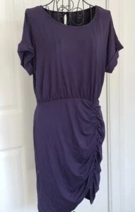 West Kei Women's Dress Short Sleeve Navy Blue Ruched Jersey Knit Size M - Picture 1 of 8