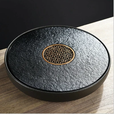 Luxury Heavy Metal Stone Kung Fu Gongfu Tea Tray Serving Plate Water Storage - Image 1 of 4