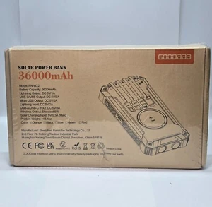 GOODaaa Power Bank Wireless Charger 36000mAh Solar Charger w/ 4 Cables 6 Outputs - Picture 1 of 9