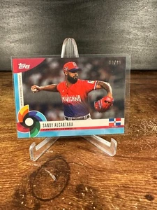 2023 Topps WBC Global Stars Sandy Alcantara Aqua Blue Parallel #'d 12/99 - Foto 1 di 3