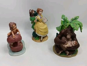 Estatuilla de porcelana de colección rara Disney Tarzán Jane Monkey & Trek Sri Lanka 3 piezas Set - Imagen 1 de 19