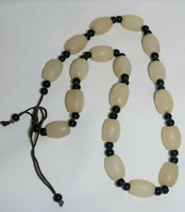 Antique African Tibetan Melon Glass Trade Bead Woven Necklace 22" lg ~ 87.45 gm 