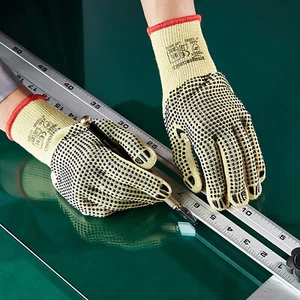 Cut-Resistant Work Gloves Cut Level 3 Plastic Dots Coated Size 9 Large 6 Pack - Picture 1 of 6