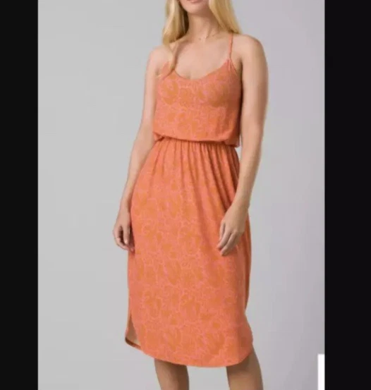 Prana Ayla Dress Solstice Tropics Built In Bra - Coral - Size XS 1970591 -