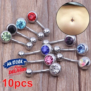 Belly Bar Set 316L Navel Surgical BELLY BAR Steel Button Body Piercing Titanium - Picture 1 of 11