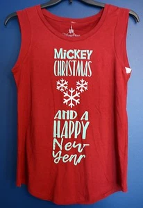 New Disney Parks Authentic MICKEY CHRISTMAS & Happy New Year T-Shirt Misses L - Picture 1 of 2