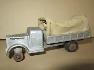 182F Vintage 1947 Jouet Gulliver Aluminium Coulé Camion Berliet GDR 7W Argenté - Picture 1 of 11