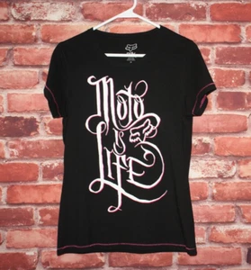 Fox Racing Womens T Shirt Size M Moto Is Life Emblem On Front Short Sleeve - Picture 1 of 4
